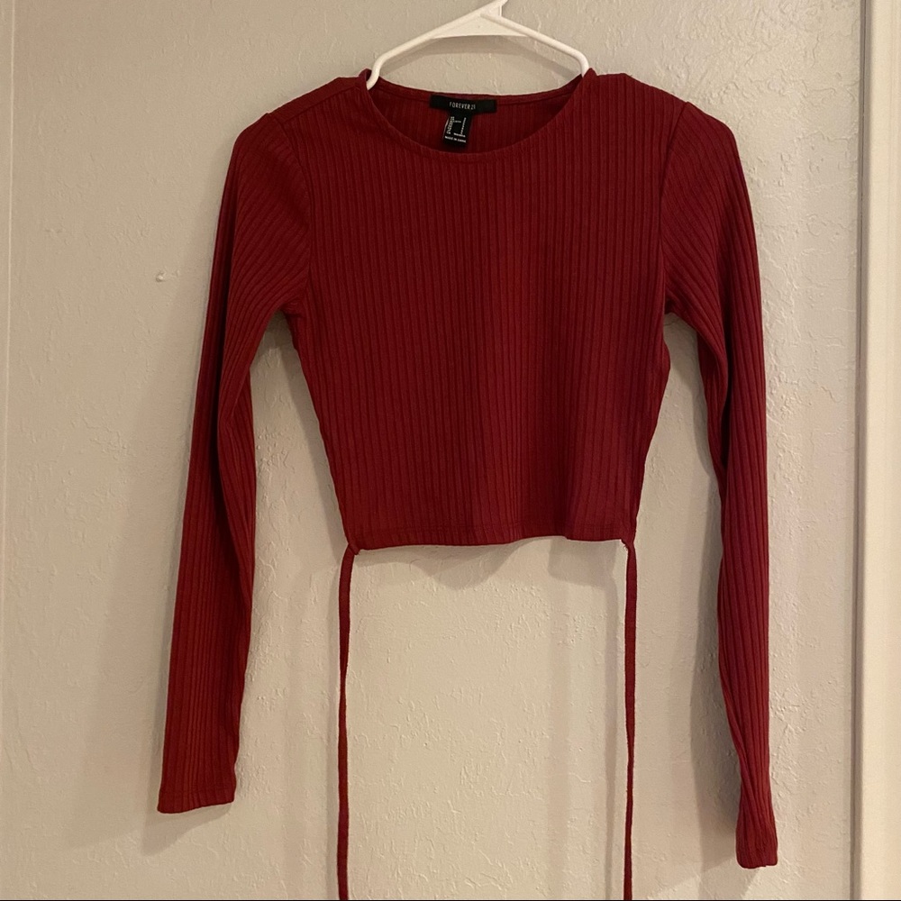 Forever 21 Red Backless Long Sleeve Top